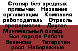 Столяр без вредных привычек › Название организации ­ Компания-работодатель › Отрасль предприятия ­ Другое › Минимальный оклад ­ 1 - Все города Работа » Вакансии   . Татарстан респ.,Набережные Челны г.